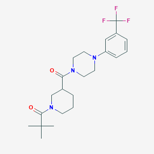 molecular formula C22H30F3N3O2 B5472455 1-{[1-(2,2-dimethylpropanoyl)-3-piperidinyl]carbonyl}-4-[3-(trifluoromethyl)phenyl]piperazine 