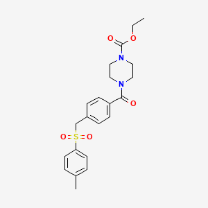 molecular formula C22H26N2O5S B5472560 Ethyl 4-(4-{[(4-methylphenyl)sulfonyl]methyl}benzoyl)tetrahydro-1(2H)-pyrazinecarboxylate 