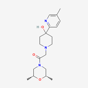 molecular formula C19H29N3O3 B5472581 1-{2-[(2R*,6S*)-2,6-dimethylmorpholin-4-yl]-2-oxoethyl}-4-(5-methylpyridin-2-yl)piperidin-4-ol 