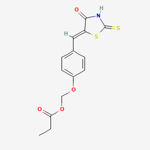 {4-[(4-oxo-2-thioxo-1,3-thiazolidin-5-ylidene)methyl]phenoxy}methyl propionate