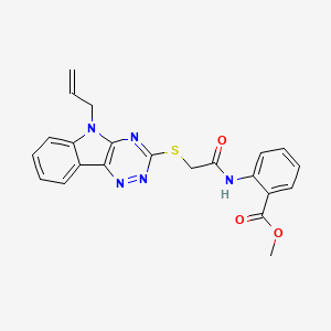 molecular formula C22H19N5O3S B5472699 METHYL 2-(2-{[5-(PROP-2-EN-1-YL)-5H-[1,2,4]TRIAZINO[5,6-B]INDOL-3-YL]SULFANYL}ACETAMIDO)BENZOATE 