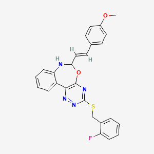 molecular formula C26H21FN4O2S B5472700 3-[(2-Fluorobenzyl)sulfanyl]-6-[(E)-2-(4-methoxyphenyl)-1-ethenyl]-6,7-dihydro[1,2,4]triazino[5,6-D][3,1]benzoxazepine 