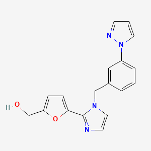 molecular formula C18H16N4O2 B5472726 (5-{1-[3-(1H-pyrazol-1-yl)benzyl]-1H-imidazol-2-yl}-2-furyl)methanol 