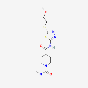 molecular formula C14H23N5O3S2 B5472816 N-{5-[(2-METHOXYETHYL)SULFANYL]-1,3,4-THIADIAZOL-2-YL}-N,N-DIMETHYLTETRAHYDRO-1,4(2H)-PYRIDINEDICARBOXAMIDE 