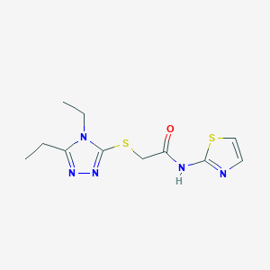 molecular formula C11H15N5OS2 B5472859 2-[(4,5-diethyl-4H-1,2,4-triazol-3-yl)sulfanyl]-N-(1,3-thiazol-2-yl)acetamide 