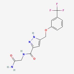 N-(2-amino-2-oxoethyl)-5-{[3-(trifluoromethyl)phenoxy]methyl}-1H-pyrazole-3-carboxamide