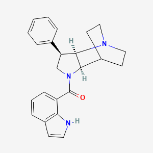 molecular formula C24H25N3O B5472933 1H-indol-7-yl-[(2R,3R,6R)-3-phenyl-1,5-diazatricyclo[5.2.2.02,6]undecan-5-yl]methanone 