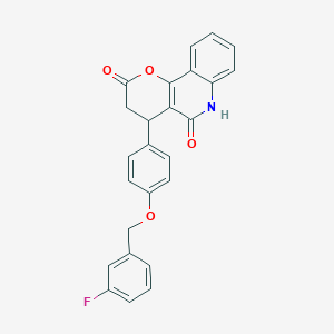 4-{4-[(3-FLUOROPHENYL)METHOXY]PHENYL}-2H,3H,4H,5H,6H-PYRANO[3,2-C]QUINOLINE-2,5-DIONE