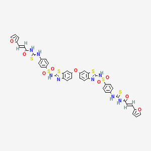 (E)-3-(furan-2-yl)-N-[[4-[[6-[[2-[[4-[[(E)-3-(furan-2-yl)prop-2-enoyl]carbamothioylamino]phenyl]sulfonylamino]-1,3-benzothiazol-6-yl]oxy]-1,3-benzothiazol-2-yl]sulfamoyl]phenyl]carbamothioyl]prop-2-enamide