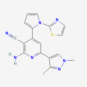 molecular formula C18H15N7S B5472988 2-amino-6-(1,3-dimethyl-1H-pyrazol-4-yl)-4-[1-(1,3-thiazol-2-yl)-1H-pyrrol-2-yl]nicotinonitrile 