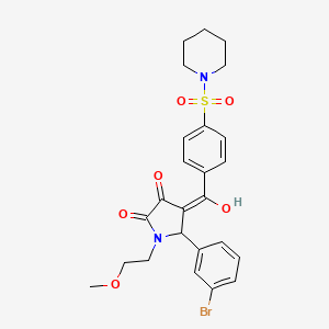 molecular formula C25H27BrN2O6S B5472994 (4E)-5-(3-bromophenyl)-4-[hydroxy-(4-piperidin-1-ylsulfonylphenyl)methylidene]-1-(2-methoxyethyl)pyrrolidine-2,3-dione 