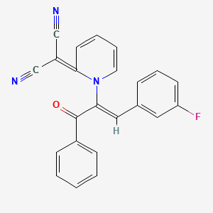 2-[1-[(Z)-1-(3-fluorophenyl)-3-oxo-3-phenylprop-1-en-2-yl]pyridin-2-ylidene]propanedinitrile