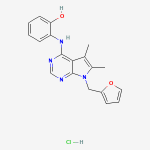 molecular formula C19H19ClN4O2 B5473038 2-[[7-(Furan-2-ylmethyl)-5,6-dimethylpyrrolo[2,3-d]pyrimidin-4-yl]amino]phenol;hydrochloride 