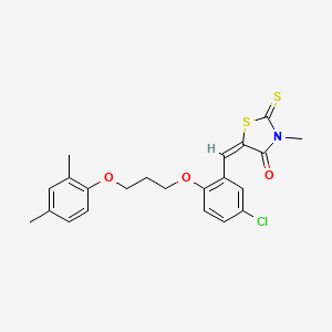 molecular formula C22H22ClNO3S2 B5473055 (5E)-5-[[5-chloro-2-[3-(2,4-dimethylphenoxy)propoxy]phenyl]methylidene]-3-methyl-2-sulfanylidene-1,3-thiazolidin-4-one 