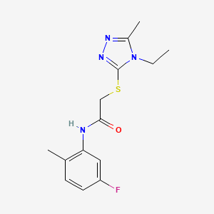 molecular formula C14H17FN4OS B5473199 2-[(4-ethyl-5-methyl-4H-1,2,4-triazol-3-yl)sulfanyl]-N-(5-fluoro-2-methylphenyl)acetamide 