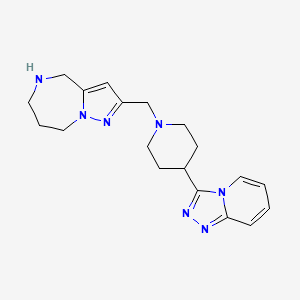 molecular formula C19H25N7 B5473236 2-[(4-[1,2,4]triazolo[4,3-a]pyridin-3-yl-1-piperidinyl)methyl]-5,6,7,8-tetrahydro-4H-pyrazolo[1,5-a][1,4]diazepine dihydrochloride 