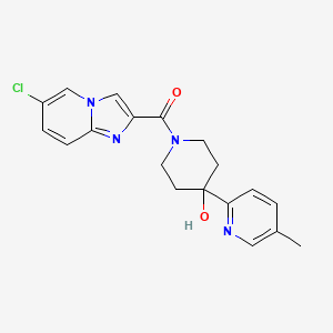 molecular formula C19H19ClN4O2 B5473253 1-[(6-chloroimidazo[1,2-a]pyridin-2-yl)carbonyl]-4-(5-methylpyridin-2-yl)piperidin-4-ol 