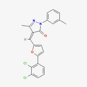 molecular formula C22H16Cl2N2O2 B5473264 4-{[5-(2,3-dichlorophenyl)-2-furyl]methylene}-5-methyl-2-(3-methylphenyl)-2,4-dihydro-3H-pyrazol-3-one 