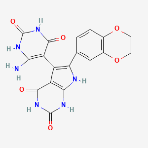 6-AMINO-5-[6-(2,3-DIHYDRO-1,4-BENZODIOXIN-6-YL)-2,4-DIOXO-1H,2H,3H,4H,7H-PYRROLO[2,3-D]PYRIMIDIN-5-YL]-1,2,3,4-TETRAHYDROPYRIMIDINE-2,4-DIONE