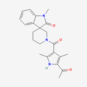 molecular formula C22H25N3O3 B5473497 1'-[(5-acetyl-2,4-dimethyl-1H-pyrrol-3-yl)carbonyl]-1-methylspiro[indole-3,3'-piperidin]-2(1H)-one 