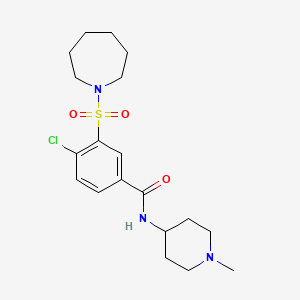 3-(1-azepanylsulfonyl)-4-chloro-N-(1-methyl-4-piperidinyl)benzamide