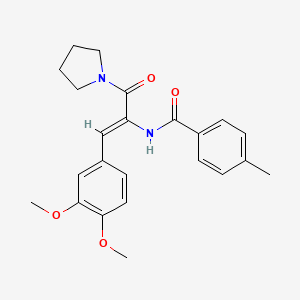 molecular formula C23H26N2O4 B5473512 N-[2-(3,4-dimethoxyphenyl)-1-(1-pyrrolidinylcarbonyl)vinyl]-4-methylbenzamide 