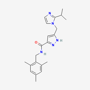 molecular formula C21H27N5O B5473556 5-[(2-isopropyl-1H-imidazol-1-yl)methyl]-N-(mesitylmethyl)-1H-pyrazole-3-carboxamide 