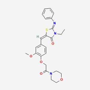 molecular formula C25H27N3O5S B5473653 (5E)-3-ethyl-5-[[3-methoxy-4-(2-morpholin-4-yl-2-oxoethoxy)phenyl]methylidene]-2-phenylimino-1,3-thiazolidin-4-one 