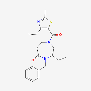 molecular formula C21H27N3O2S B5473677 4-benzyl-3-ethyl-1-[(4-ethyl-2-methyl-1,3-thiazol-5-yl)carbonyl]-1,4-diazepan-5-one 