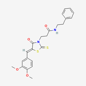 molecular formula C23H24N2O4S2 B5473749 3-[(5Z)-5-[(3,4-DIMETHOXYPHENYL)METHYLIDENE]-4-OXO-2-SULFANYLIDENE-1,3-THIAZOLIDIN-3-YL]-N-(2-PHENYLETHYL)PROPANAMIDE 