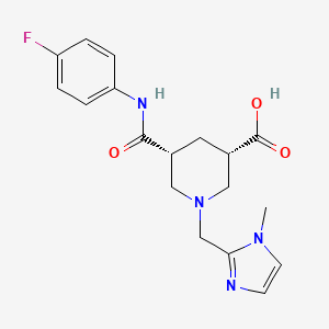 molecular formula C18H21FN4O3 B5473764 (3S*,5R*)-5-{[(4-fluorophenyl)amino]carbonyl}-1-[(1-methyl-1H-imidazol-2-yl)methyl]-3-piperidinecarboxylic acid 