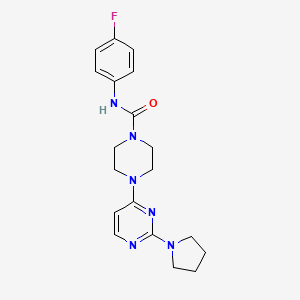 molecular formula C19H23FN6O B5473801 N-(4-fluorophenyl)-4-[2-(1-pyrrolidinyl)-4-pyrimidinyl]-1-piperazinecarboxamide 