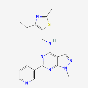 molecular formula C18H19N7S B5473807 N-[(4-ethyl-2-methyl-1,3-thiazol-5-yl)methyl]-1-methyl-6-(3-pyridinyl)-1H-pyrazolo[3,4-d]pyrimidin-4-amine 