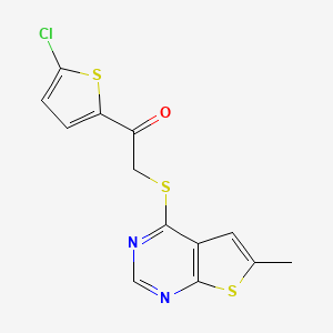 molecular formula C13H9ClN2OS3 B5473868 1-(5-chloro-2-thienyl)-2-[(6-methylthieno[2,3-d]pyrimidin-4-yl)thio]ethanone 