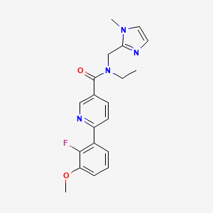 molecular formula C20H21FN4O2 B5473874 N-ethyl-6-(2-fluoro-3-methoxyphenyl)-N-[(1-methyl-1H-imidazol-2-yl)methyl]nicotinamide 