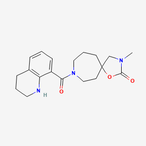 molecular formula C19H25N3O3 B5473895 3-methyl-8-(1,2,3,4-tetrahydro-8-quinolinylcarbonyl)-1-oxa-3,8-diazaspiro[4.6]undecan-2-one 