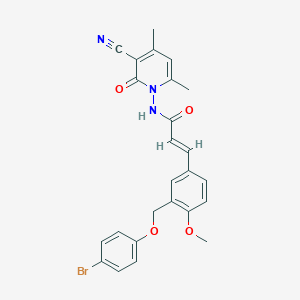 (E)-3-{3-[(4-BROMOPHENOXY)METHYL]-4-METHOXYPHENYL}-N-[3-CYANO-4,6-DIMETHYL-2-OXO-1(2H)-PYRIDINYL]-2-PROPENAMIDE