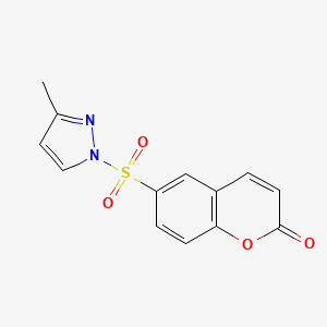 molecular formula C13H10N2O4S B5474018 6-[(3-methyl-1H-pyrazol-1-yl)sulfonyl]-2H-chromen-2-one 