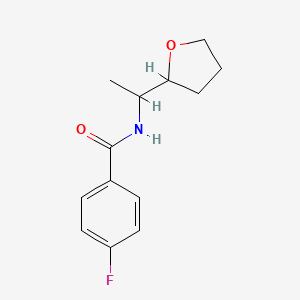 molecular formula C13H16FNO2 B5474059 4-fluoro-N-[1-(oxolan-2-yl)ethyl]benzamide 