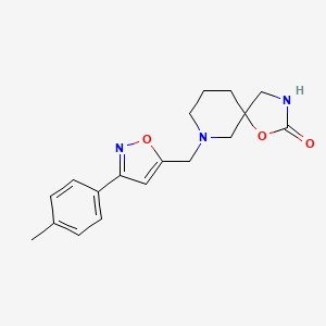 molecular formula C18H21N3O3 B5474075 7-{[3-(4-methylphenyl)-5-isoxazolyl]methyl}-1-oxa-3,7-diazaspiro[4.5]decan-2-one 