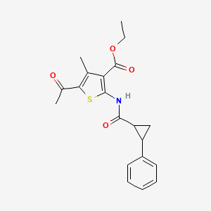 ETHYL 5-ACETYL-4-METHYL-2-(2-PHENYLCYCLOPROPANEAMIDO)THIOPHENE-3-CARBOXYLATE