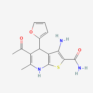 molecular formula C15H15N3O3S B5474140 5-acetyl-3-amino-4-(2-furyl)-6-methyl-4,7-dihydrothieno[2,3-b]pyridine-2-carboxamide 