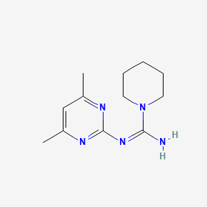 molecular formula C12H19N5 B5474172 N~1~-(4,6-DIMETHYL-2-PYRIMIDINYL)TETRAHYDRO-1(2H)-PYRIDINECARBOXIMIDAMIDE 