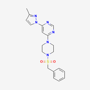 molecular formula C19H22N6O2S B5474185 4-[4-(benzylsulfonyl)-1-piperazinyl]-6-(3-methyl-1H-pyrazol-1-yl)pyrimidine 