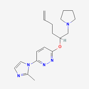 molecular formula C18H25N5O B5474206 3-(2-methyl-1H-imidazol-1-yl)-6-{[(2S,5R)-5-(pyrrolidin-1-ylmethyl)tetrahydrofuran-2-yl]methyl}pyridazine 