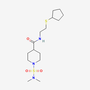 molecular formula C15H29N3O3S2 B5474232 N-[2-(cyclopentylthio)ethyl]-1-[(dimethylamino)sulfonyl]-4-piperidinecarboxamide 