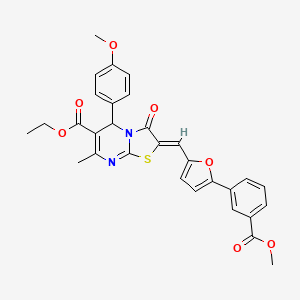 ethyl 2-({5-[3-(methoxycarbonyl)phenyl]-2-furyl}methylene)-5-(4-methoxyphenyl)-7-methyl-3-oxo-2,3-dihydro-5H-[1,3]thiazolo[3,2-a]pyrimidine-6-carboxylate