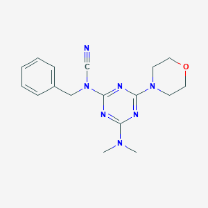 molecular formula C17H21N7O B5474431 Benzyl-[4-(dimethylamino)-6-morpholin-4-yl-1,3,5-triazin-2-yl]cyanamide 