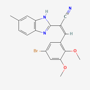 (Z)-3-(5-bromo-2,3-dimethoxyphenyl)-2-(6-methyl-1H-benzimidazol-2-yl)prop-2-enenitrile