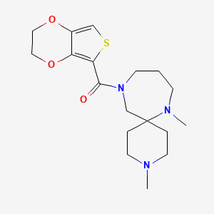 molecular formula C18H27N3O3S B5474527 11-(2,3-dihydrothieno[3,4-b][1,4]dioxin-5-ylcarbonyl)-3,7-dimethyl-3,7,11-triazaspiro[5.6]dodecane 